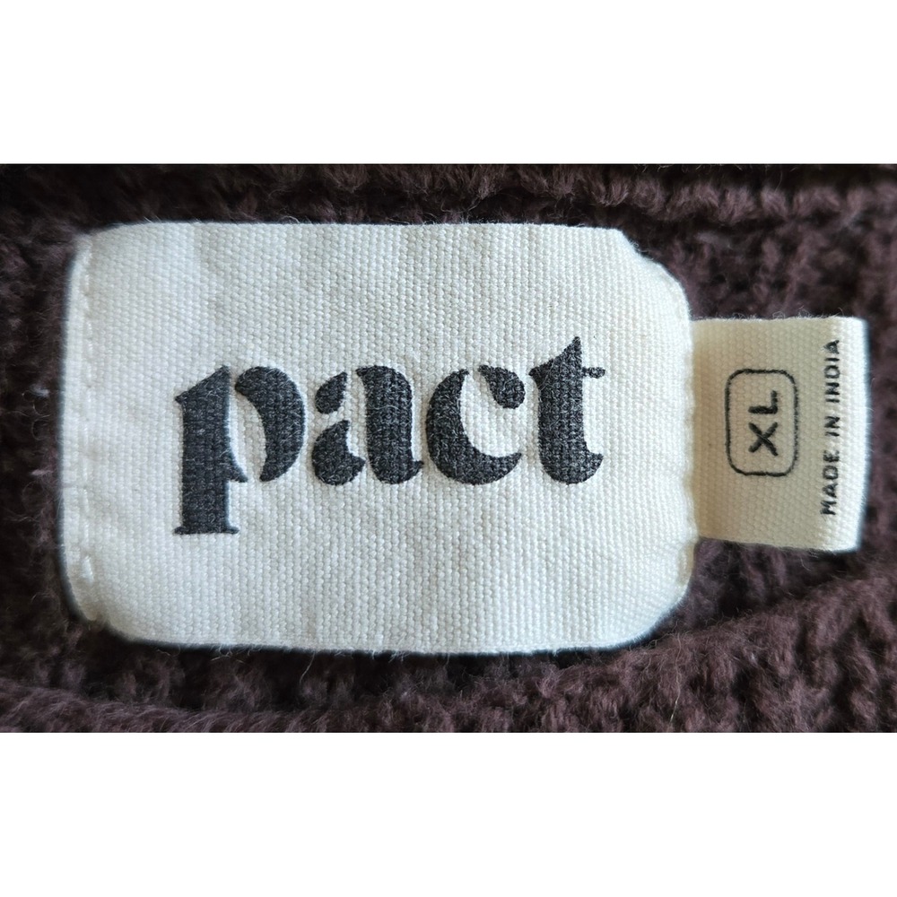 Pact Organic Cotton Shaker Stitch Cutout Sweater Brown XL Raglan Balloon Sleeve - Picture 7 of 8